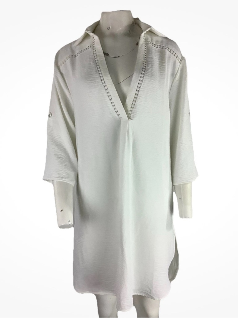 NWT Cupshe Sz L Lightweight Travel Beach Swim Cover Up Dress White Pullover